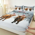 thumbnail image 3 of Feelyou Rustic Highland Cow Twin Sheet Sets, Merry Christmas Twin Fitted Sheet, Kawaii Winter Animal Flat Sheet, Ultra Soft Home Decor, 3pcs, 3 of 7