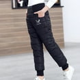 thumbnail image 7 of Wuxian Big Girls Boys Snow Pants High Waist Thick Windproof Winter Warm Solid Color Elastic Lightweight Down Trousers Activewear Clothes Wear Outfits,Black,2-3 Years, 7 of 7