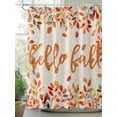 thumbnail image 3 of Hello Fall Waterproof Fabric Shower Curtain, Orange Red Maple Leaf Botanical Rustic Shower Curtain for Bathroom Curtains Bathtubs Hotel Washable Shower Curtains with 12 Hooks Small 36x72in, 3 of 6
