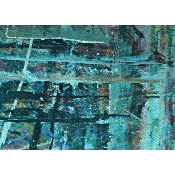 Ahgly Company Indoor Rectangle Patterned Dark Turquoise Green Area Rugs, 3' x 5'