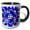 Black/White, variant on 3drose, Geometric Shapes Pattern Blue Black on White Background, 11oz Mug