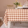 thumbnail image 1 of Nvzi Mantel rústico con borlas a cuadros, mantel de algodón con cuadros estilo búfalo para primavera,decoración de cocina, comedor, restaurante (rectangular/oblongo, 55 x 70, naranja), 1 of 5