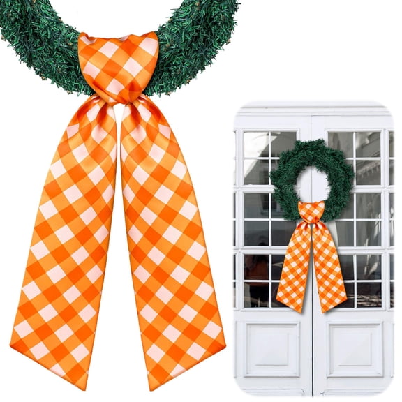 2Pcs Fall Wreath Sash for Front Door Wreath Satin Sash for Embroidery Monogram Garland Ribbon Accessories Xmas Party Yard Doorway Indoor Outdoor Wall