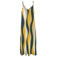 thumbnail image 6 of Abstract Wavy Yellow Navy Lines Sleeveless Dress Women's Evening Dress Womans Clothing, 6 of 9