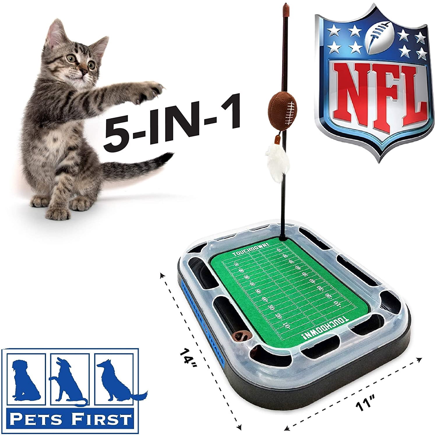 NFL Tennessee Titans CAT Scratcher Toy with Catnip Plush & Feather Cat and Kitty Toy