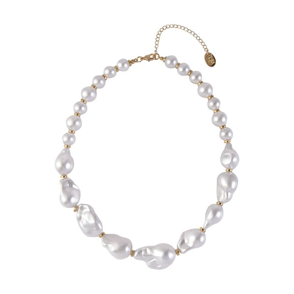 Time and Tru Women's Bar Wavy Acrylic Pearl Goldtone Necklace