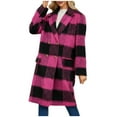 thumbnail image 3 of Fashion Winter Plaid Jackets for Womens Oversize Casual Trundown Collar Outwear Coat Long Sleeve Pockets Plaid, 3 of 9