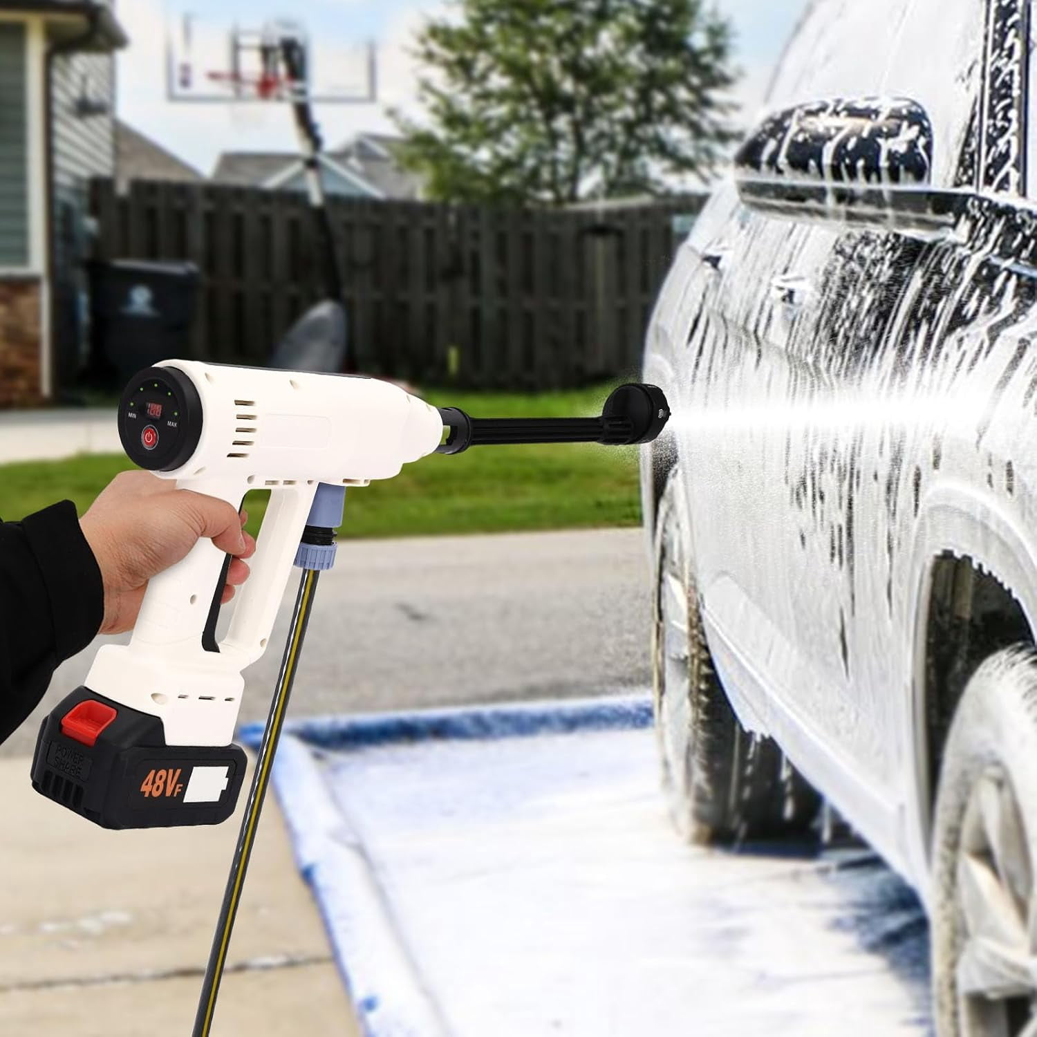 Cordless Pressure Washer,Handheld Electric Pressure Washer 3 Speed Pressure Washer Rechargeable Battery Washer Gun Water Guns for Car Home Garden Wash