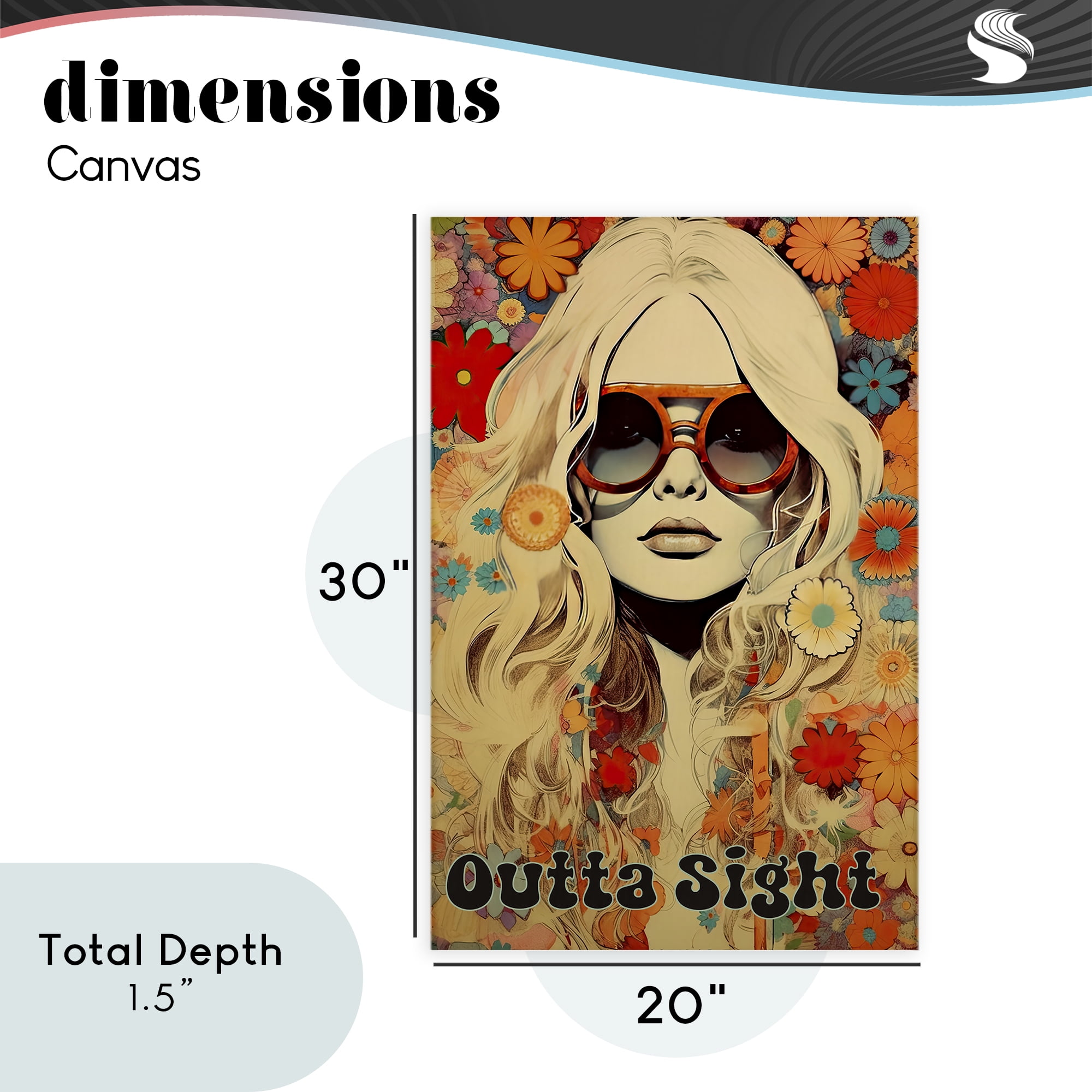 Outta Sight Hippie Girl Canvas Wall Art, design by Sasha