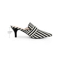 thumbnail image 2 of BLISSFUL STEP Women's Buckle Stripe Stiletto Heel Slip on Slide Mules Black (Size 8), 2 of 7