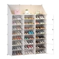 thumbnail image 1 of Zapatero con cubierta 8 niveles 48 pares armario almacenamiento zapatos cajas estantes plástico organizador armario pasillo dormitorio, 1 of 7