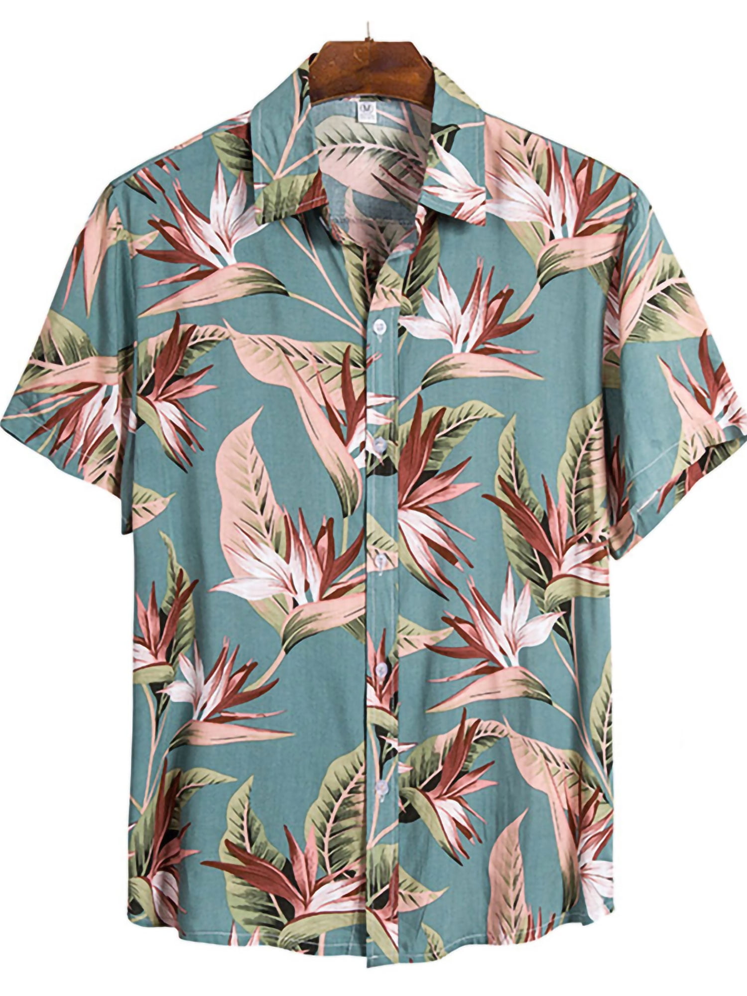 Mens Printed Short Sleeve Hawaiian Shirts Casual T Shirt Tops Tee Summer Beach