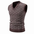 thumbnail image 6 of BaoFuBaoMei Sweater Vest Men Knitted Big and Tall V Neck Ribbed Trim Sleeveless Sweater Stripe Jacquard Fall Tops, 6 of 6
