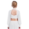 thumbnail image 4 of Doomiva Ballet Dance Crop Top for Girls Sparkly Gymnastics Shirt Cutout Back Lyrical Dance Tops White 12, 4 of 5