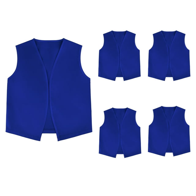 TOPTIE Kid Volunteer No-Button Child Vest Waistcoat Party Vests 5 Packs-Blue-L