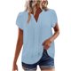 thumbnail image 1 of Tops de Encaje de Manga Corta para las Mujeres Blusa de Suéter de Cuello Redondo Sólido, Top de Fiesta Casual con Forro Interior, 1 of 8