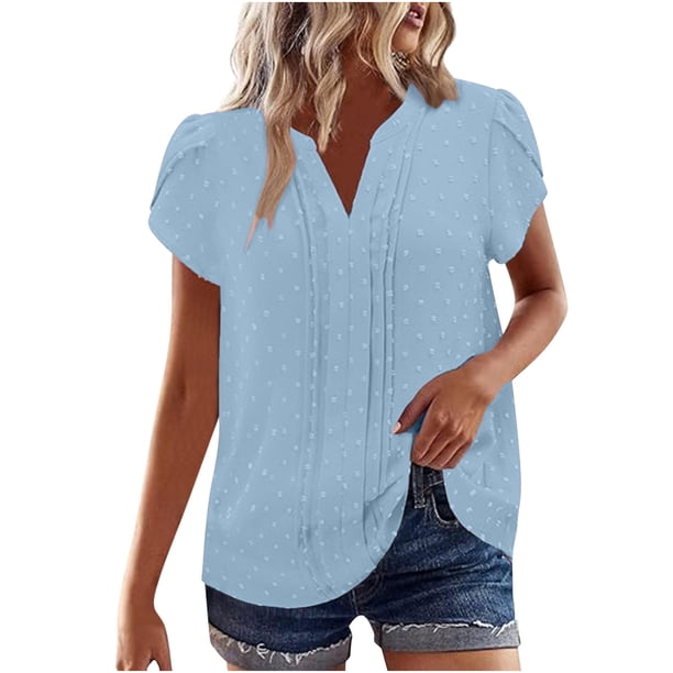 Tops de Encaje de Manga Corta para las Mujeres Blusa de Suéter de Cuello Redondo Sólido, Top de Fiesta Casual con Forro Interior
