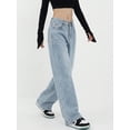 thumbnail image 6 of EMMIOL Women's BOSTON Letter Print Baggy Boyfriend Jeans, High Rise Dark Wash Wide Leg Vintage Y2K Denim Pants Suitable for Independence Day, 6 of 7