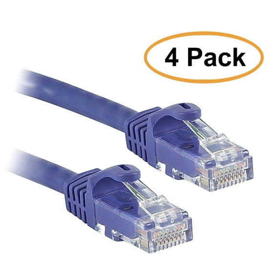 C&E 4 Pack FLEXboot Series Cat6 24AWG UTP Ethernet Network Patch Cable, 50 Feet, Purple