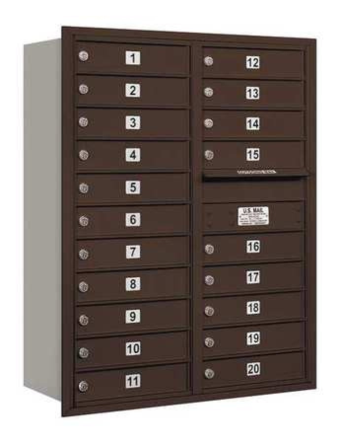 4C Horizontal Mailbox - 11 Door High Unit - Double Column - 20 MB1 Doors - Bronze - Rear Loading - USPS Access
