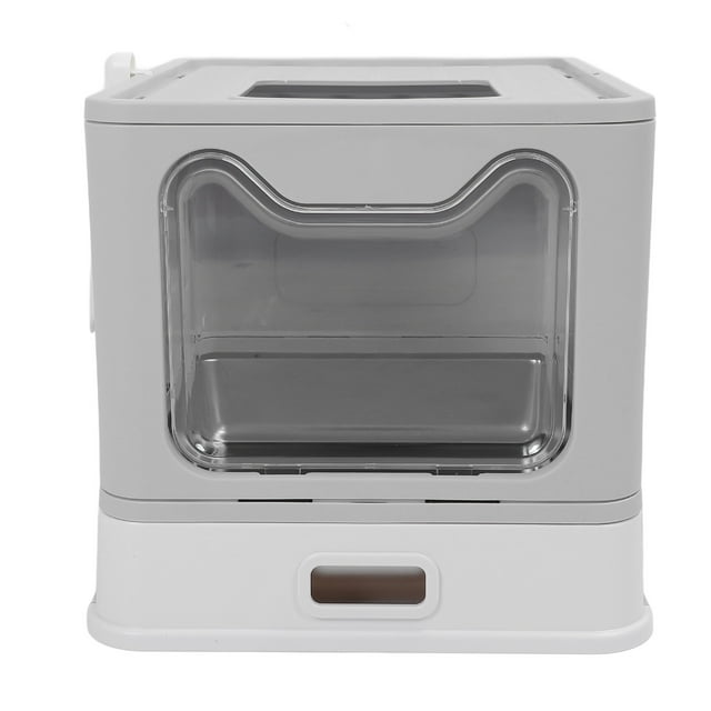 Large Cat Litter Box Enclosure, Drawer Type Cat Litter Tray, Stainless Steel Hooded Litter Box for Cat with Scoop, Odor Control and Privacy, Easy to Clean, Multi Cat Household