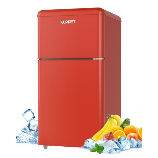 KUPPET Compact Refrigerator, Retro Mini fridge with Freezer for Bedroom