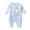 Light Blue, variant on Baby Wrap Front Romper Soft Ribbed Cotton Bodysuit Bear Patch Long Sleeve Warm Homewear,3-6 Months