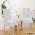 thumbnail image 2 of Deconovo - Funda de silla de comedor de punto jacquard, elástica, lavable y extraíble, de licra, para banquetes, juego de 6, color blanco, 2 of 7