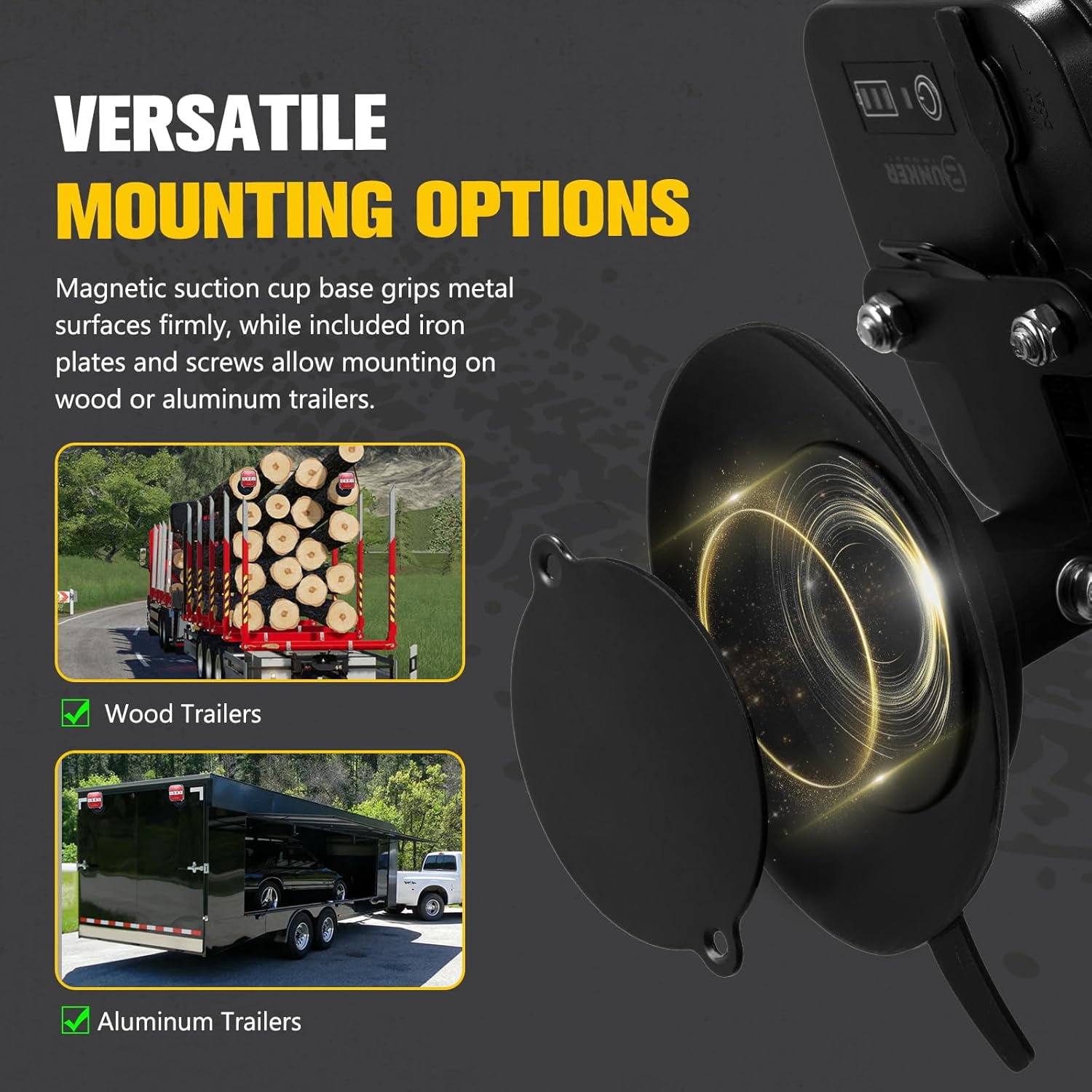 BUNKER INDUST Wireless Trailer Lights Kit, Adjustable Magnetic Towing Lights with Brake Stop Turn Reverse Light for Trucks, Boat, RV, Vehicle, Caravan