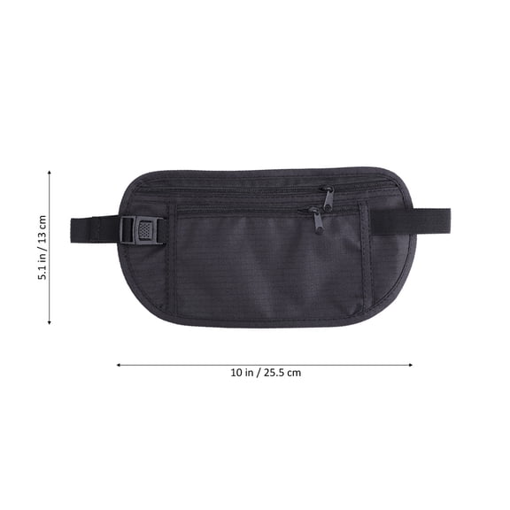 Money Belt Waist Wallet Ultra Slim Adjustable Travel Pouch Running Belt Waist Bag Cell Phone Pocket Holder for Traveling Vacation Walking Sports Gym (Black)