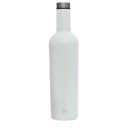 Simple Modern Spirit 25oz Wine Bottle - Double Wall, Vacuum Insulated Wine Bottle with Leak Proof Lid - 18/8 Stainless Steel Shimmer: Selenite