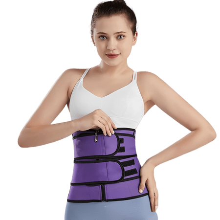 

Waist trainer sports sweat postpartum shaping double belt zipper section abdominal girdle