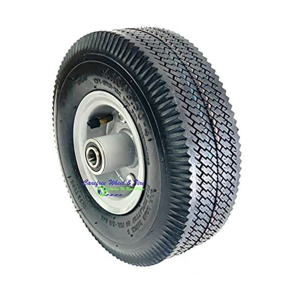 410/350-4 (10" x 3") Pneumatic Tire & Tube Assembly (2 1/4" Off -Centered Hub & 5/8" Bearings)