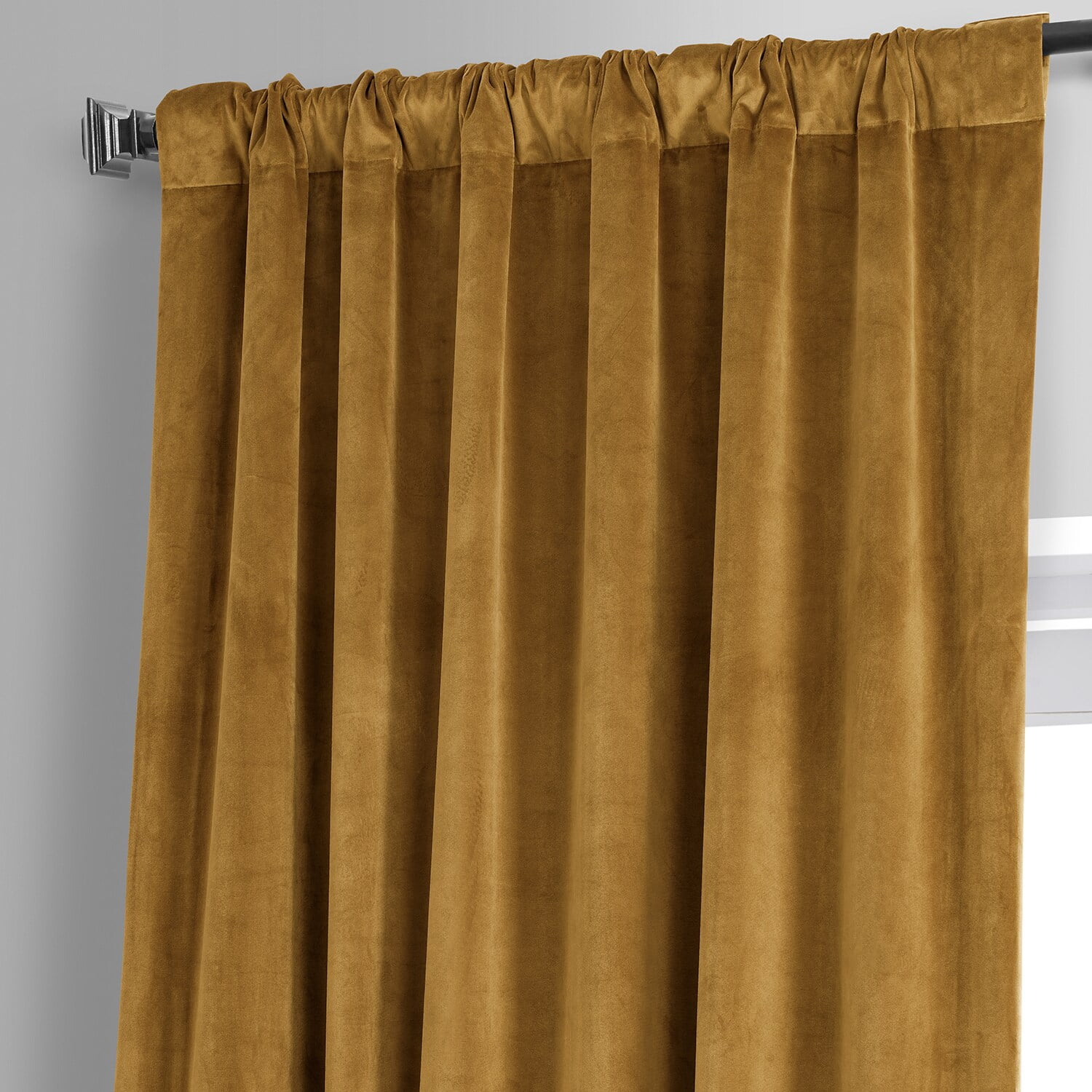 HPD Half Price Drapes Signature Apple Cider Gold Plush Velvet Blackout Curtains for Bedroom & Living Room Curtains (1 Panel), Window Curtains 96 inches long, Rod Pocket Curtains & Drapes, 50W X 96L