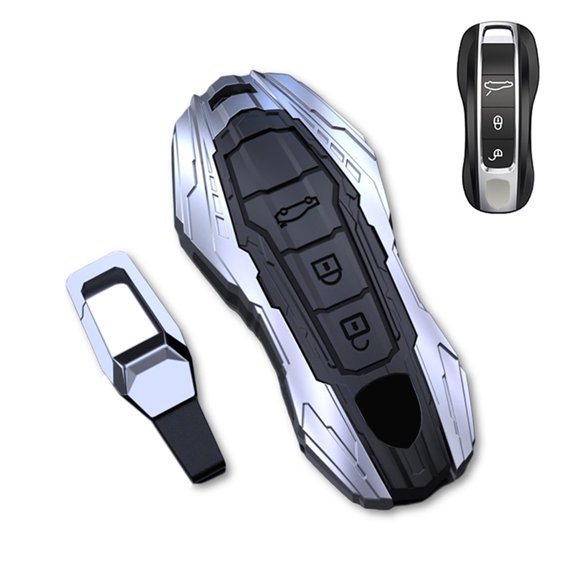 Zinc Alloy Metal Key Fob Case Cover Holder Shell Compatible with Porsche Cayenne, Macan, Panamera, Taycan 718, 911 2020-2024