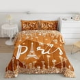 thumbnail image 3 of Manfei Orange Sequin Print Queen Comforter Set for Teens, Romantic Anniversary Paris Bedding Sets, Eiffel Tower Reversible Bedding Comforter Set, Luxury Bedroom Decor, 3 Pieces, 3 of 9