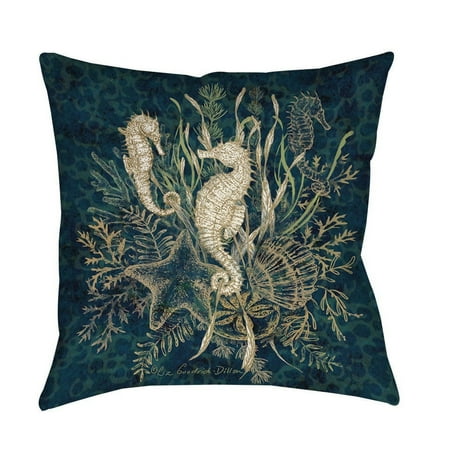 Thumbprintz Sea Horse Vignette Indoor/ Outdoor Throw Pillow