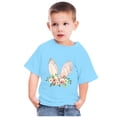 thumbnail image 2 of Penkiiy T-Shirts de Pâques pour Enfants Garçons Filles Mode Oreilles de Lapin de Pâques Imprimé Col Rond Manches Courtes 11 Ans Bleu, 2 of 4