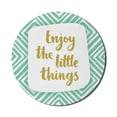 thumbnail image 1 of Enjoy the Little Things Mouse Pad for Computers, Inspiration Words with Bullseye Pattern Rhombuses, Round Non-Slip Thick Rubber Modern Gaming Mousepad, 8" Round, Dark Yellow Turquoise, by Ambesonne, 1 of 2