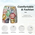 thumbnail image 4 of Kdxio Travel Stamp Print Men'S Swim Trunks With Compression Liner 7 Inch Inseam Quick Dry Swim Shorts, 4 of 7