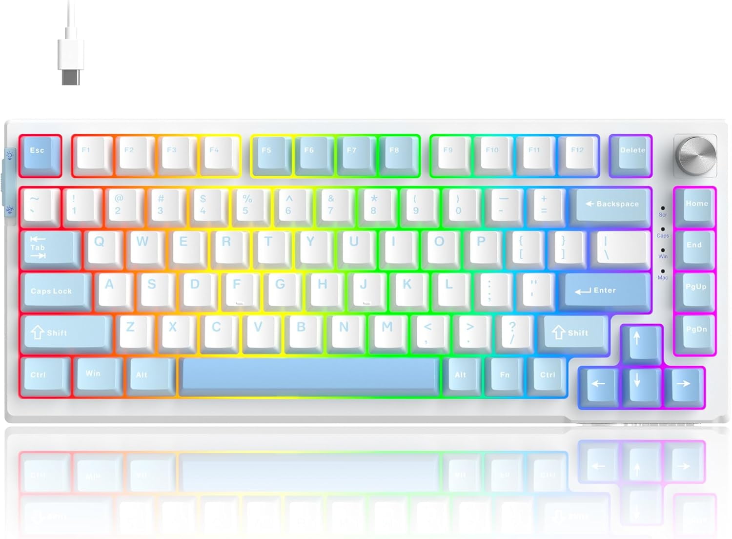 MageGee SKY81 75% Mechanical Gaming Keyboard, Hot Swappable Wired Custom Creamy Keyboards with 5-Layer Sound Dampening, Knob Control, RGB Backlit, NKRO