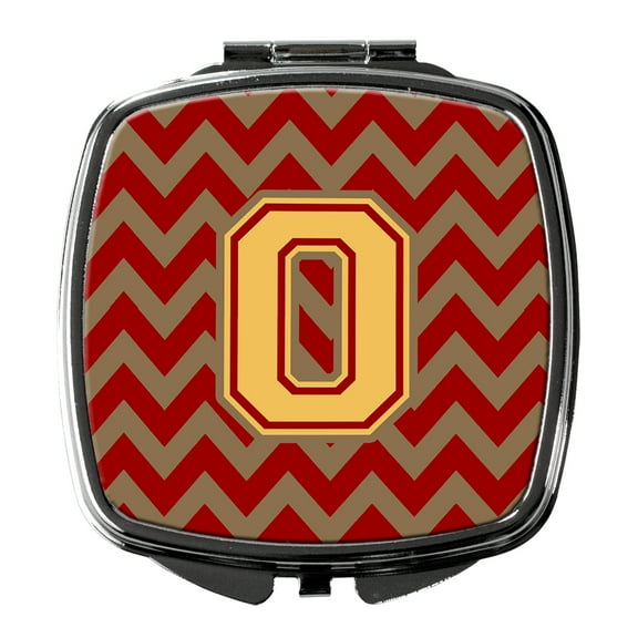 Letter O Chevron Garnet and Gold  Compact Mirror