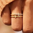 thumbnail image 4 of Faty-T Elegant Double Cross Ring with Crystal Accents - Gold Tone Fashion Jewelry, 4 of 7