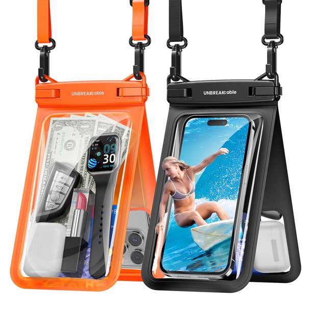 Funda impermeable para teléfono UnbreakCable, paquete de 2 unidades, 7 pulgadas IPX8