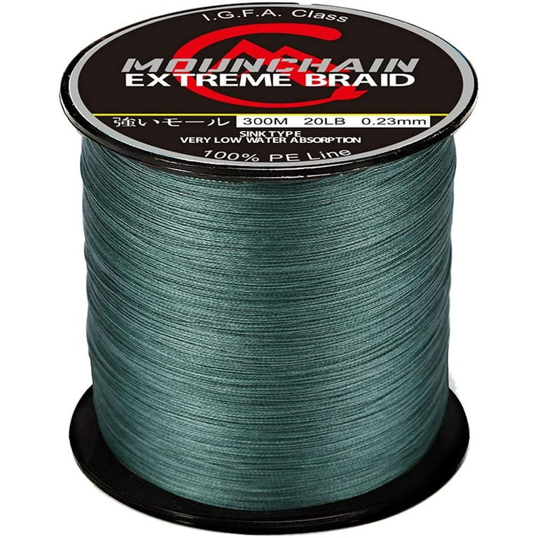 Braided Fishing Line, 8 Strands Abrasion Resistant Braided Lines Super Strong 100% PE Sensitive Fishing Line 300m, Size: One size, Green