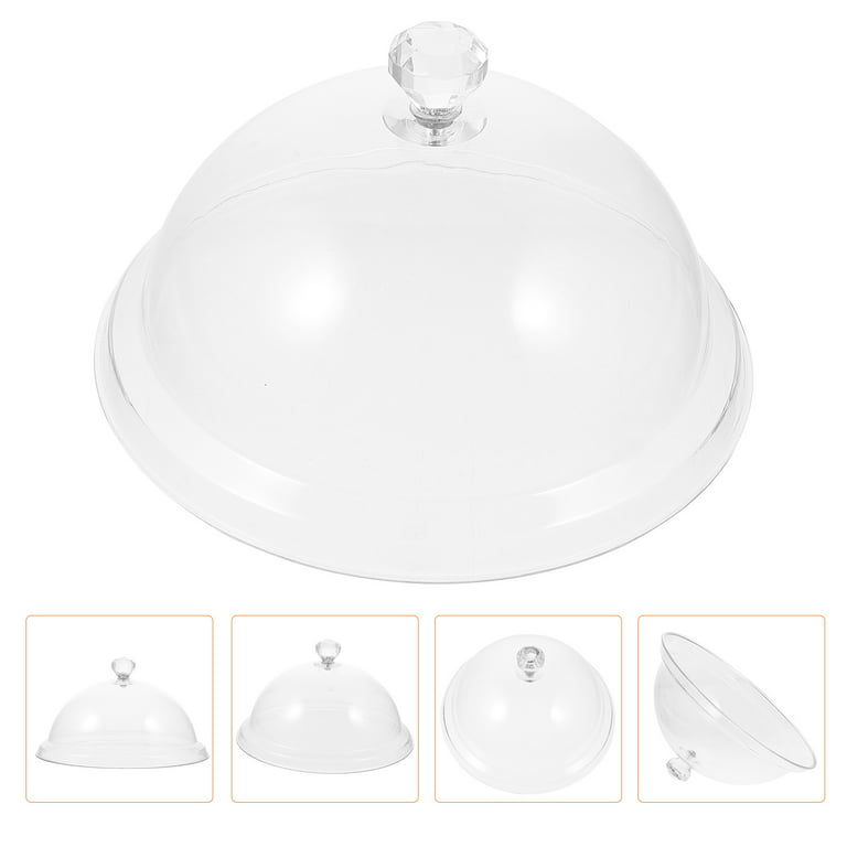 Cover Dome Plate Food Lid Infuser Cake Guard Cloche Microwave Splatter Serving Bowl Display Glass Insect Proof Clear, Size: 21.5X21.5X12CM