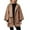 Khaki, variant on Women’s Loose Coat Turn Down Collar Open Front Cardigan Coat with Contrast Edge Scarf 2 Piece Set for Winter