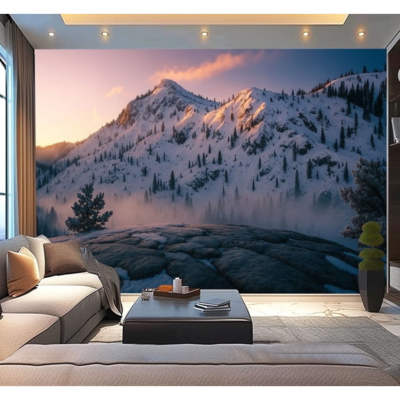 Peel and Stick Wallpaper Waterproof Pass winter sunrise Wall Mural Decor Self Adhesive and Removable 100in x 144in