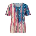 thumbnail image 4 of ibuvkizy Independence Day Shirts for Women Fashion American Flag Tops Patriotic Print Short Sleeve T-Shirts Red White Blue Shirts for Women Blue M, 4 of 5