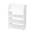 thumbnail image 4 of 4 Tiers Carved Shoe Rack Wood-plastic Board, White, 4 of 10